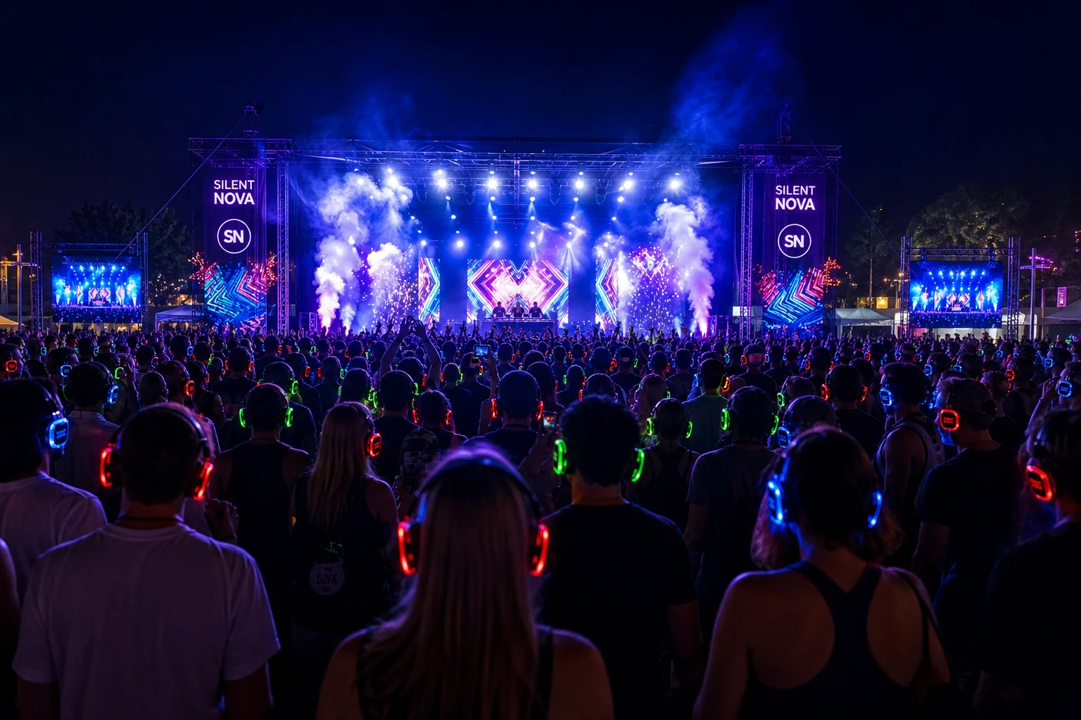 Silent Party mit tanzenden Gaesten