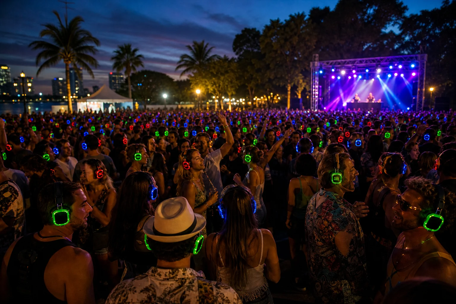 Festivalbesucher bei einem Silent Disco Event